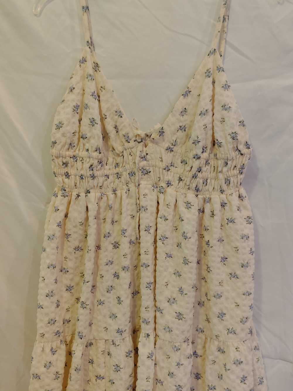 Aeropostale Cream Floral Smocked Babydoll Dress